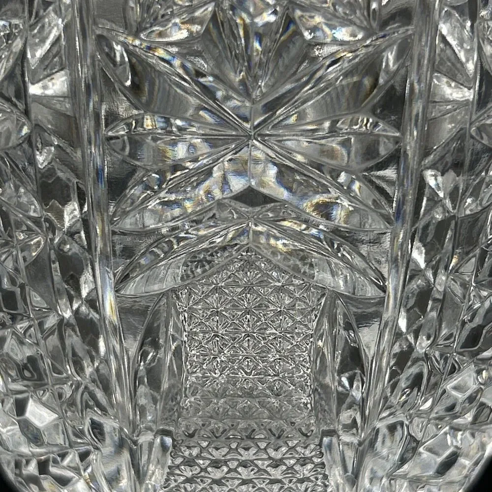 Ice Bucket Crystal Clear Glass w/Saw Tooth Edges & Knob Handles Vintage - Picture 3 of 9